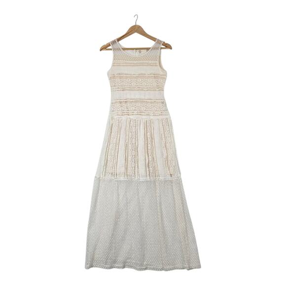 Altar'd State Maxi Lace Dress S Ivory Gauzy Sleeveless MISSING BELT Boho Fairy - Picture 1 of 16